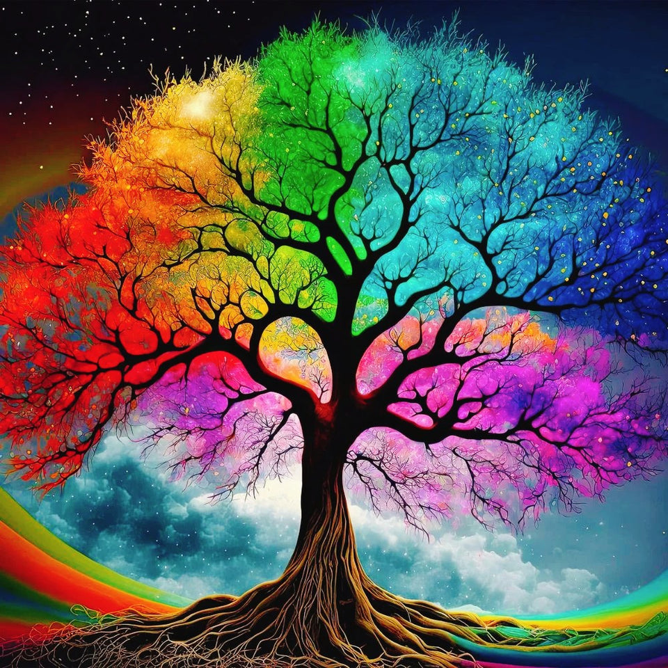Colorful Tree Painting by Diamond
