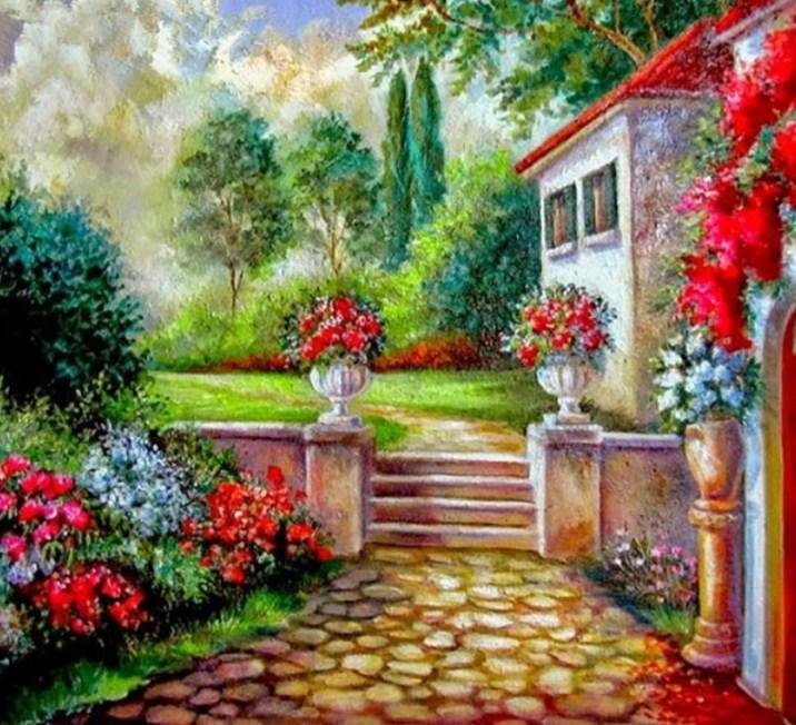 Amazing Villa with Beautiful Garden - diamond-painting-bliss.myshopify.com