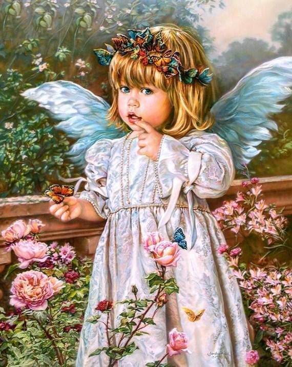 Beautiful Angel Girl with Butterflies Crown - diamond-painting-bliss.myshopify.com