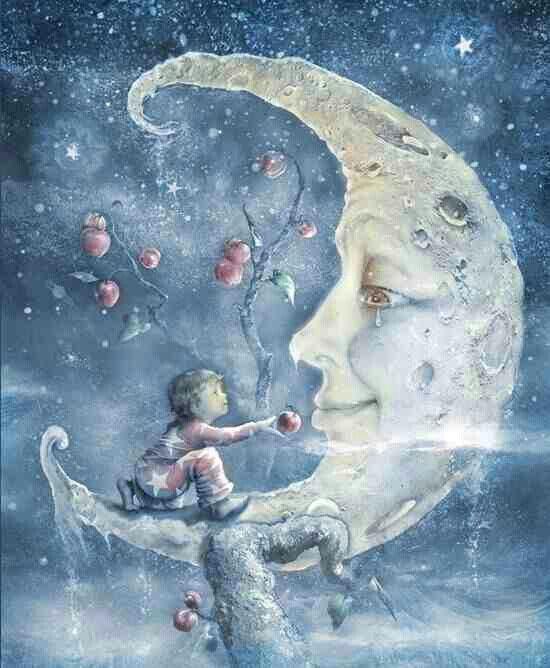 Boy feeding Moon - diamond-painting-bliss.myshopify.com