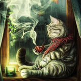 Cat Smoking Cigar - Paint with Diamonds - diamond-painting-bliss.myshopify.com