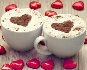 Coffee Cups with Hearts on Froth - diamond-painting-bliss.myshopify.com