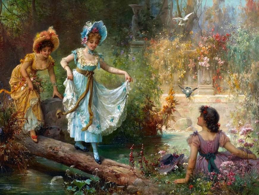 Crossing the Stream by Hans Zatzka - diamond-painting-bliss.myshopify.com