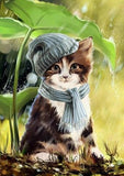 Cute Cat with Hat & Scarf - diamond-painting-bliss.myshopify.com