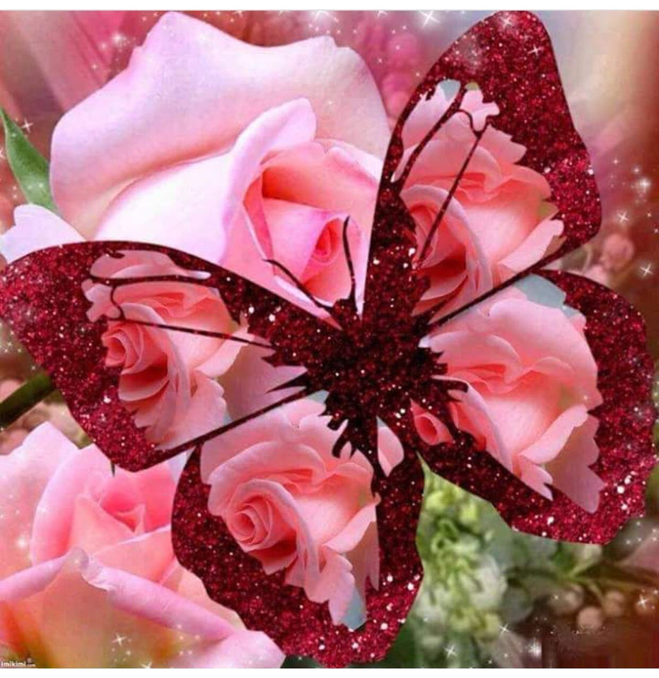 Glittering transparent Butterfly - diamond-painting-bliss.myshopify.com