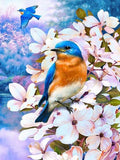Pink Flowers & Blue Birds Pair - diamond-painting-bliss.myshopify.com