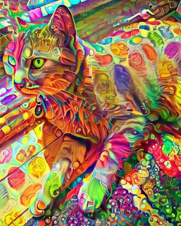 Psychedelic Cat - Diamond Art Kit - diamond-painting-bliss.myshopify.com