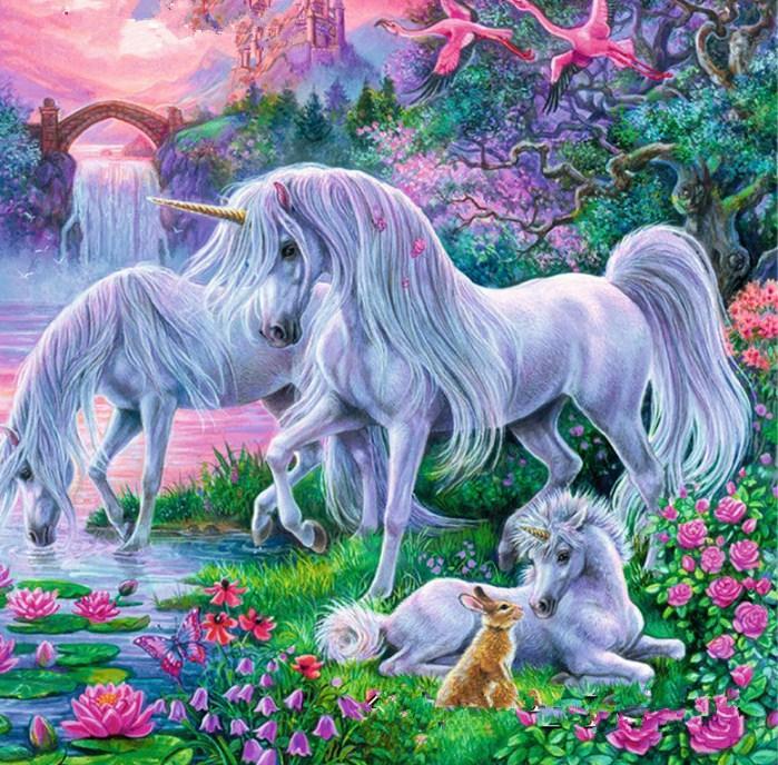 Rabbit & Unicorn Family Diamond Painting - diamond-painting-bliss.myshopify.com