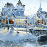 Snowy Town Diamond Painting - diamond-painting-bliss.myshopify.com