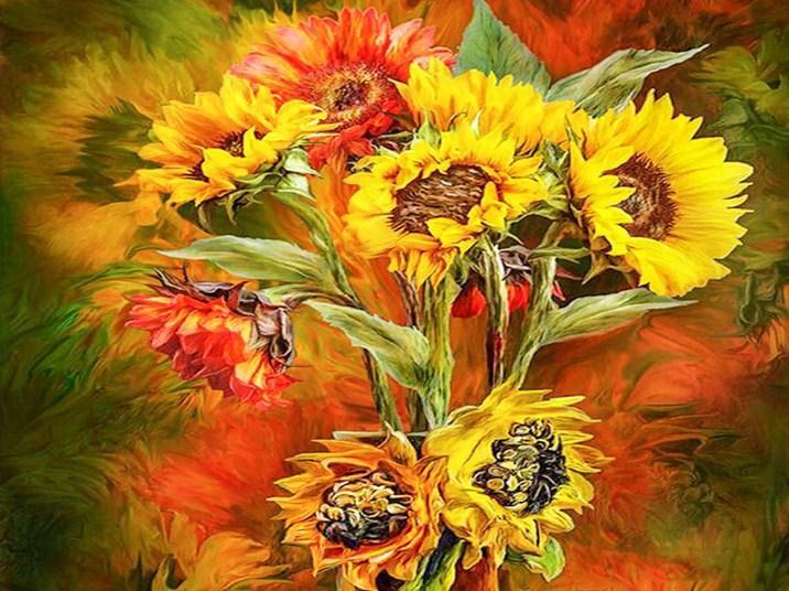Sunflowers Bouquet - Paint with Diamonds - diamond-painting-bliss.myshopify.com