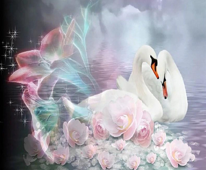 Swans & Flowers Fantasy - diamond-painting-bliss.myshopify.com