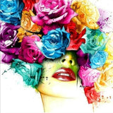 Woman with Rose Head - Paint by Diamonds - diamond-painting-bliss.myshopify.com