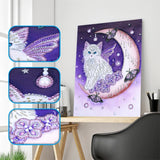 Cat On Moon With Butterfly