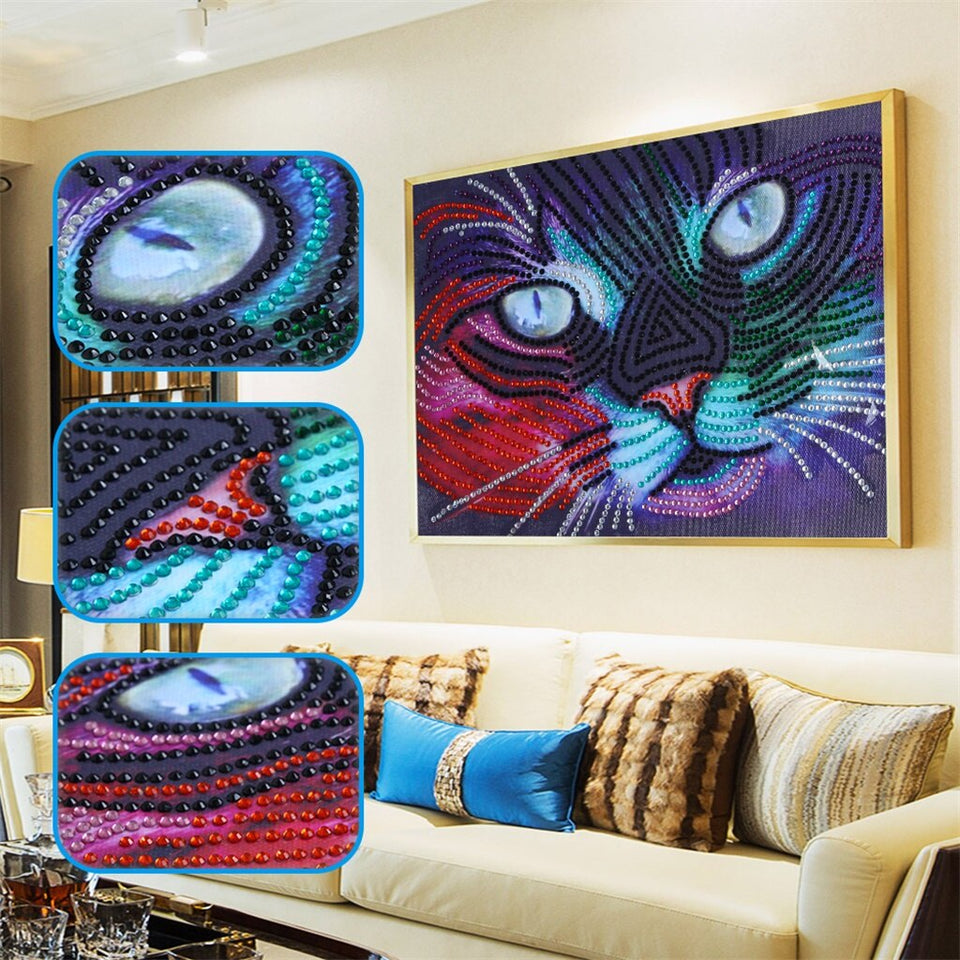 2Pcs Set Purple Horse And Colorful Cat