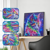 4Pcs Set Colorful Cats,Elephant And Skull Painting