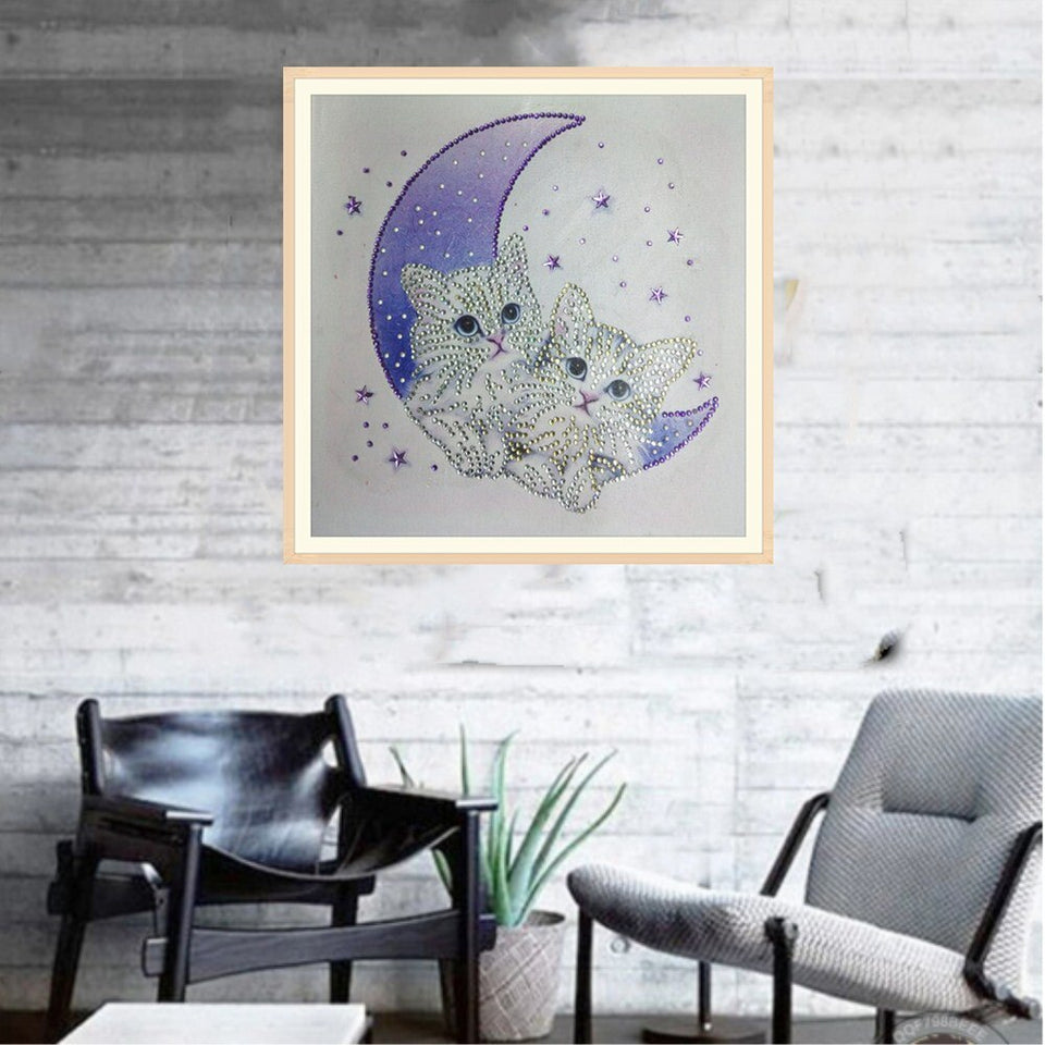 Small Cute Cats On Moon