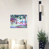 Coconut Tree On Beach With Hammock