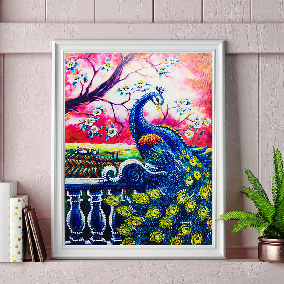 Yellow And Blue Peacock With Tree