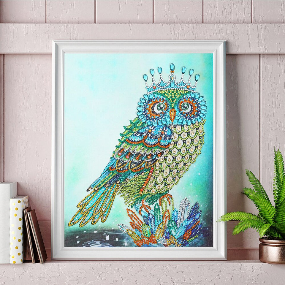 Owl With Crown Colorful Painting