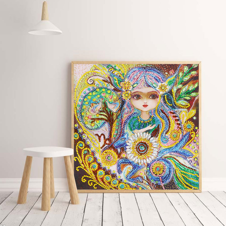 Cute Small Girl And Flowers