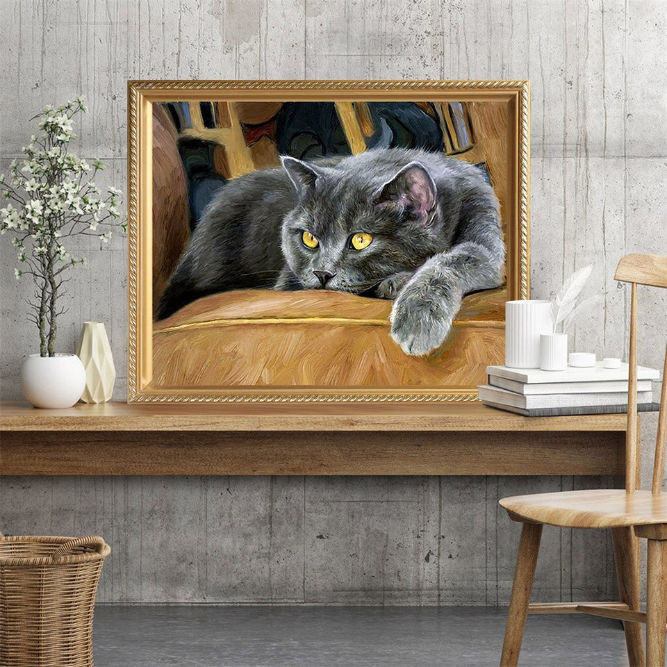 Cat On Couch Special Diamond Painting