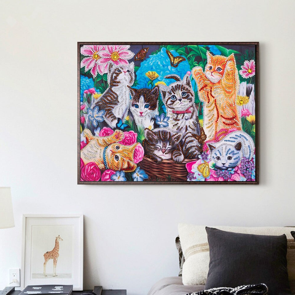 Group Of Playing Cats