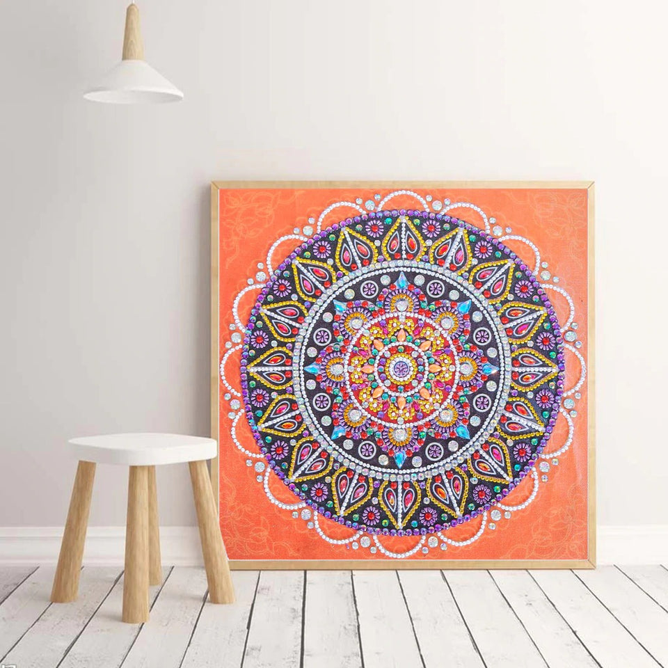 Round Colorful Flower Painting