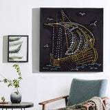 Shiny Sailboat In Night With Birds
