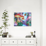 Mushrooms With Butterfly In Jungle Special Diamond Painting