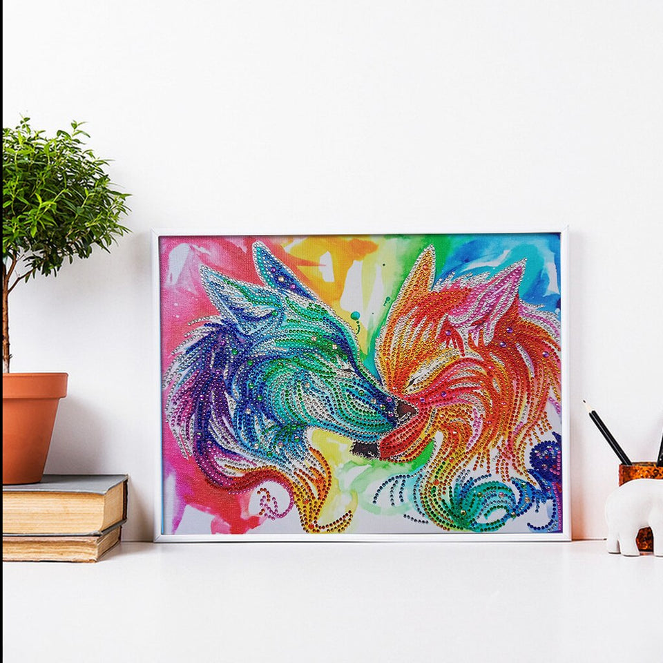 Couple Wolves Colorful
