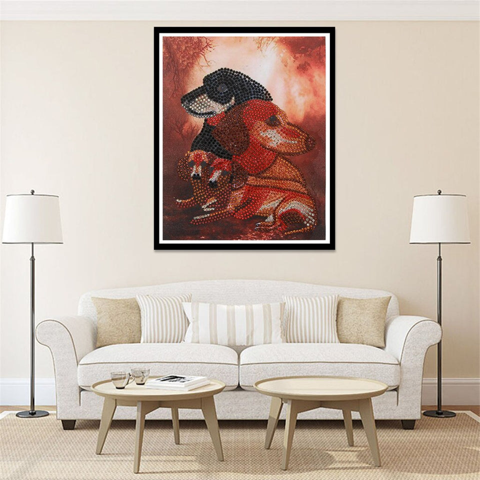 Group Of Two Cute Dogs