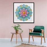 Blue and Pink Motif Flowers Painting
