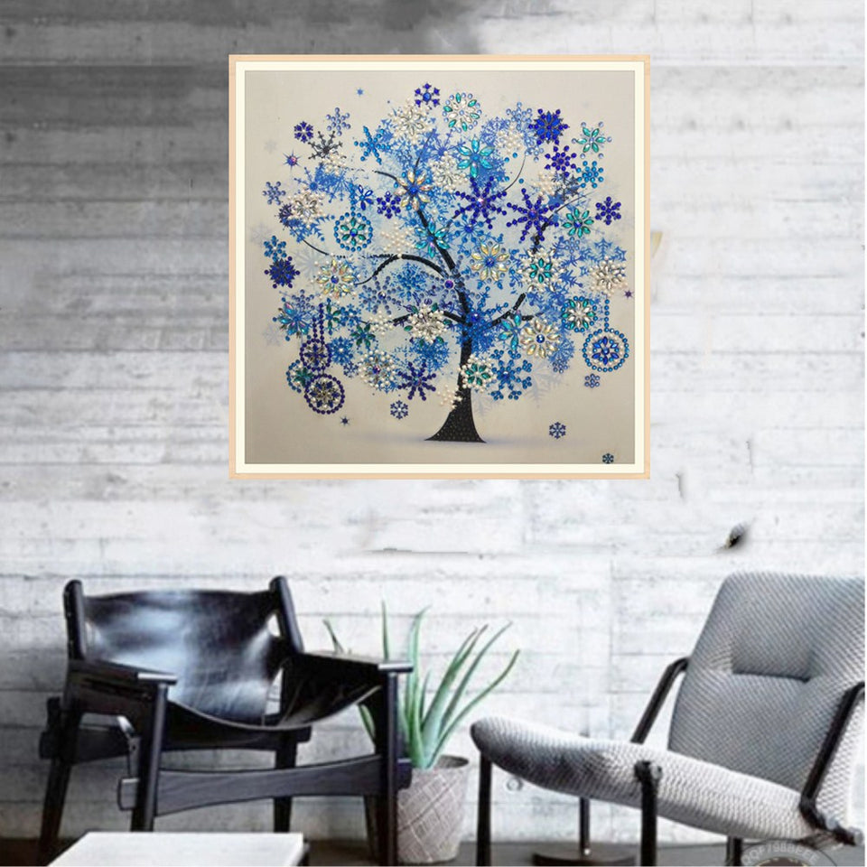 Embroidery Winter Flower Tree