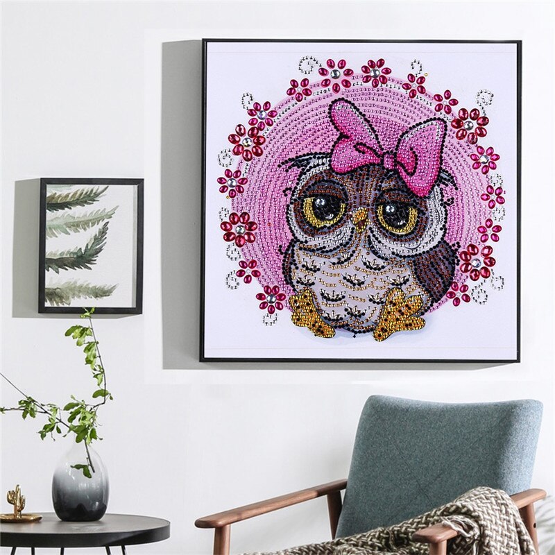 Cute Small Colorful Owl With Butterfly