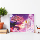 Angel Girl With Magic Tree In Night