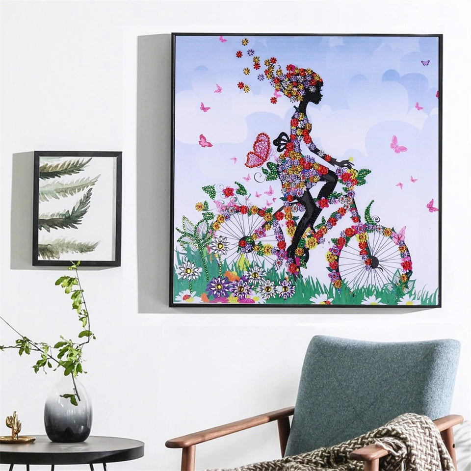 Girl On Bike With Butterfly