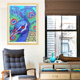 Blue Peacock Head With Red Eyes