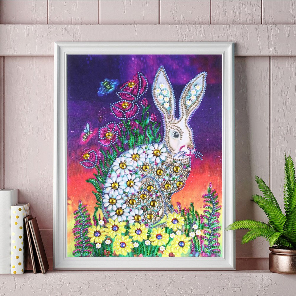 Cute Rabbit With Flowers