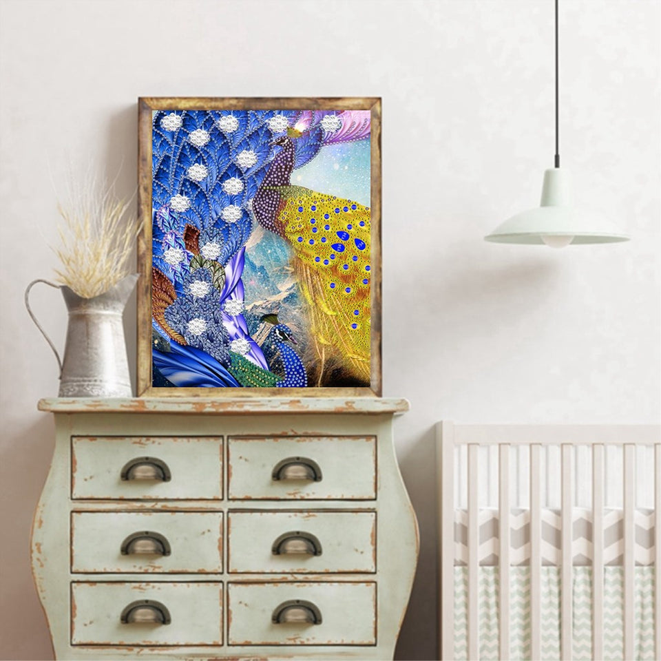 Yellow And Blue Peacock Painting