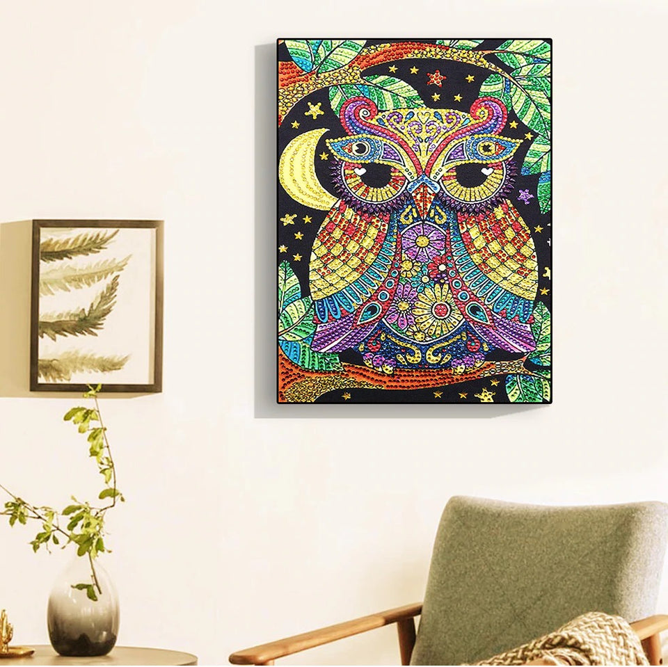 Cute Owl With Moon And Stars
