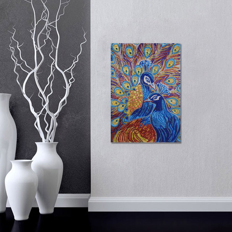 Two Cute Blue Peacocks