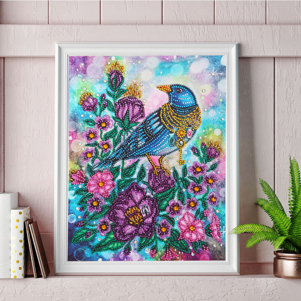 Pigeon On Colorful Flowers
