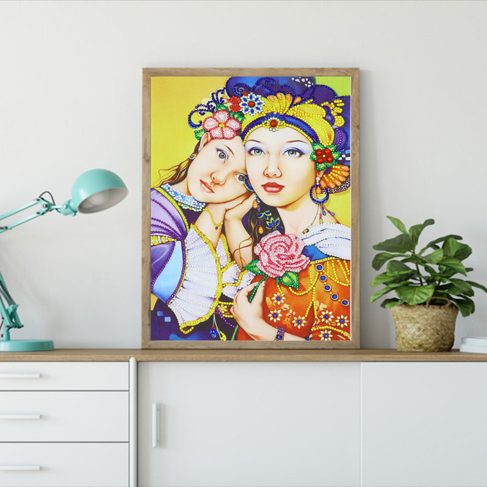 Two  Ladies With Flowers