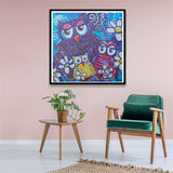Three Cute Owls With Flowers
