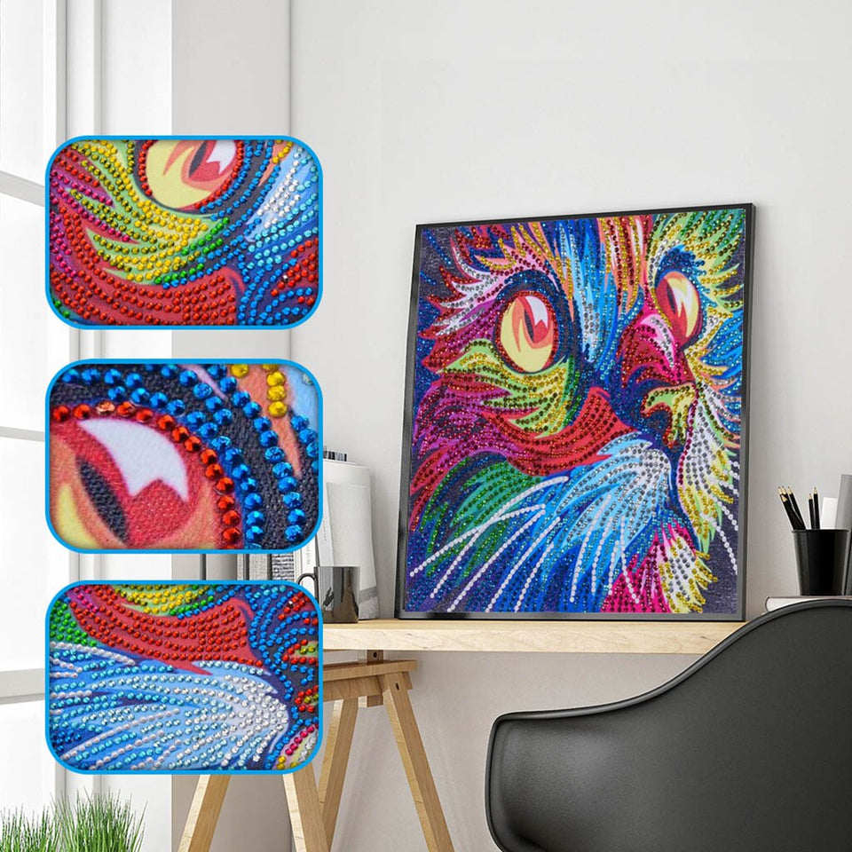 4Pcs Set Colorful Cats,Elephant And Skull Painting