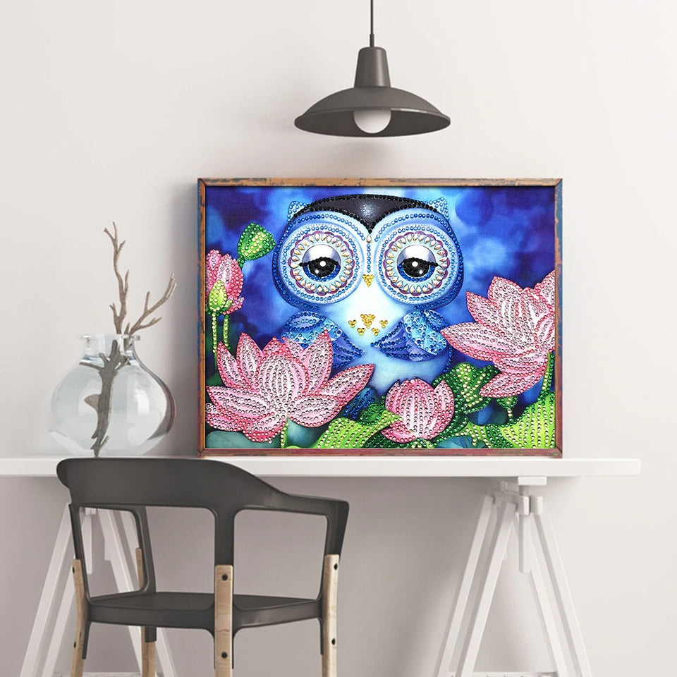 Sad Owl With Flowers