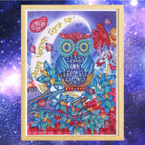 Cute Colorful Owl With Moon