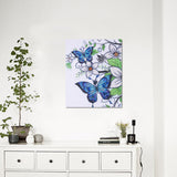 Blue Butterfly On Whit Flowers