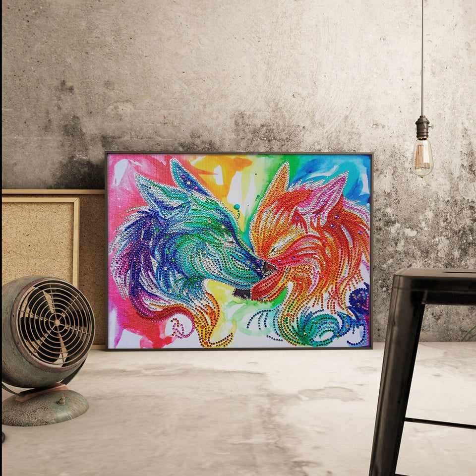 Couple Wolves Colorful