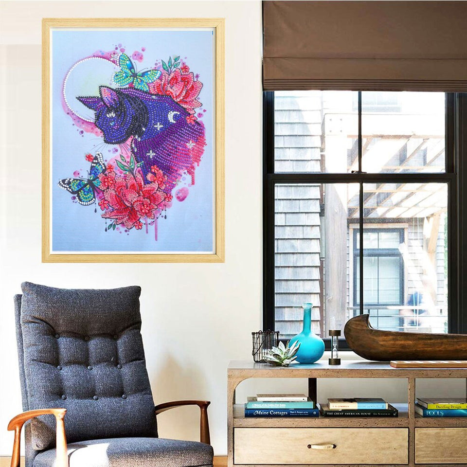 Leopard with Flowers And Butterfly